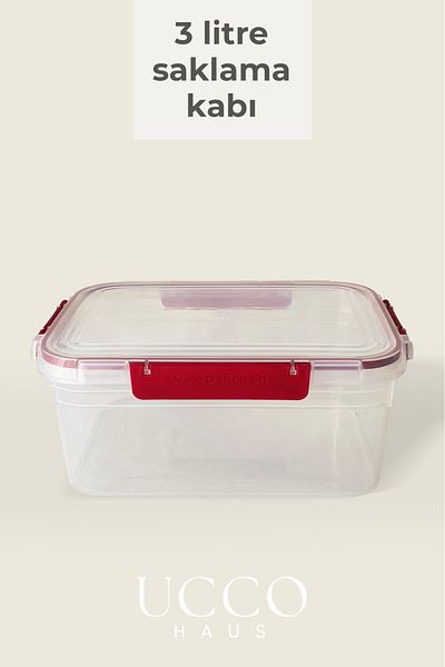 UCCO Leakproof Storage Container with Lock – 3 Liter Sealed Food Container, Microwave and Dishwasher Safe