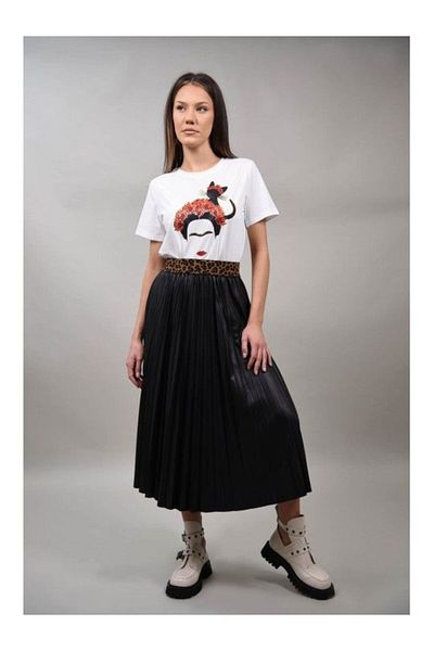 Y TWO WOMEN Fusta Lunga Plisata Gold Talie Unica Negru