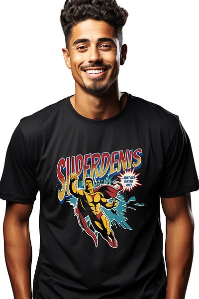 StoryGift Romania Men's T-Shirt Super Denis, Superhero I'm Here For You With Print On The Front, 100% Cotton