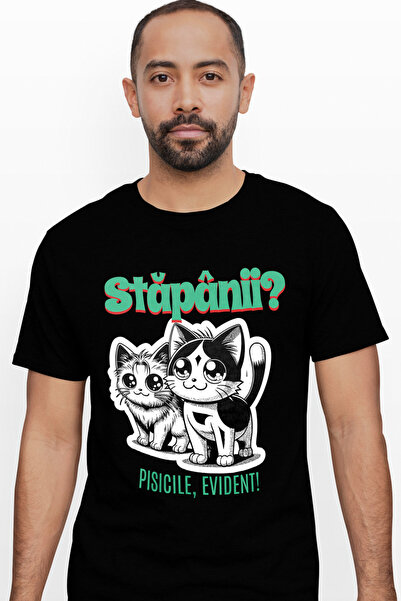 StoryGift Romania Tricou Barbati Pisicile Sunt Stapanii Casei Animal Blanos, ...