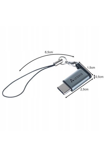 zola Adapter, USB Type-C to USB micro B 2.0, with hooks, 2.5x0.5x1.5 cm