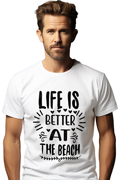 StoryGift Romania Tricou Barbati Cu Mesajul "life Is Better At The Beach" - V...