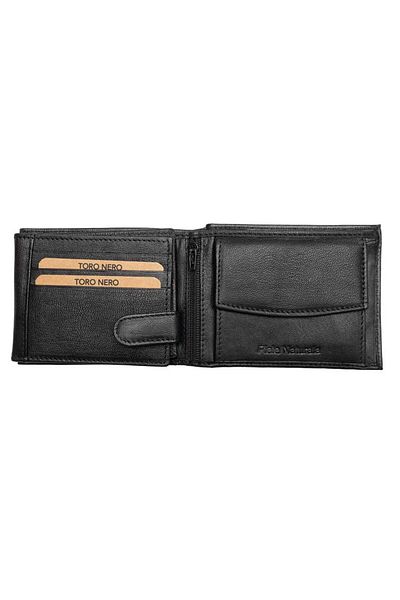 Toro Nero Men's Wallet Made Of Genuine Leather, Black Max, Rfid Protection