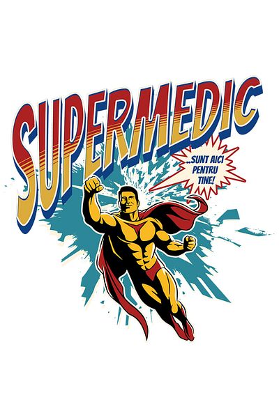 StoryGift Romania Sticker Adeziv 90CM Super Medic Super Erou, Sunt Aici Pentru Tine cu Margini Albe, PVC Vinyl 90 cm