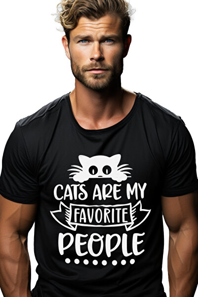 StoryGift Romania Tricou Barbati Cu Mesajul "cats Are My Favorite People" - P...