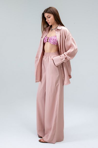 Tt Line Women's Palazzo Pants Viscon Pants Powder Pink Pants Loose Cut Pants