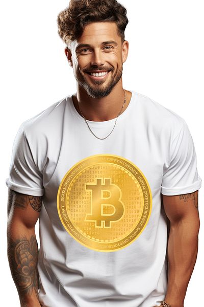 StoryGift Romania Men's T-Shirt With Bitcoin Symbol, Gold Coin, Virtual Coins, Investment Lovers STG