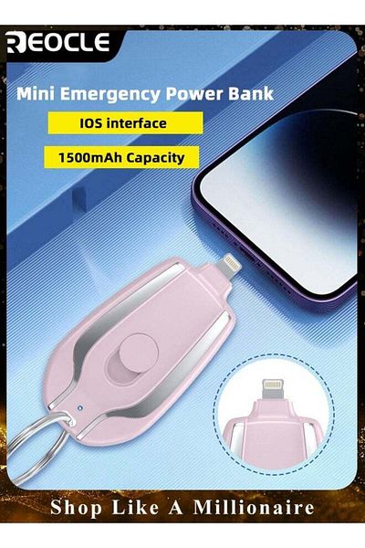 REOCLE Mini Portable Charger Power Bank 1500mAh Phone Charger for iPhone 12 13 14 Plus/Pro Max and More