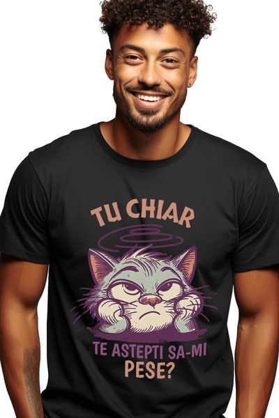 StoryGift Romania Tricou Barbati Pisica Plictisita Si Nepasatoare Text Tu Chi...