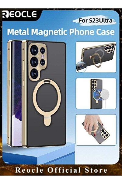 REOCLE غلاف هاتف مغناطيسي بإطار معدني مزدوج الجوانب لهاتف Samsung S23 Ultra