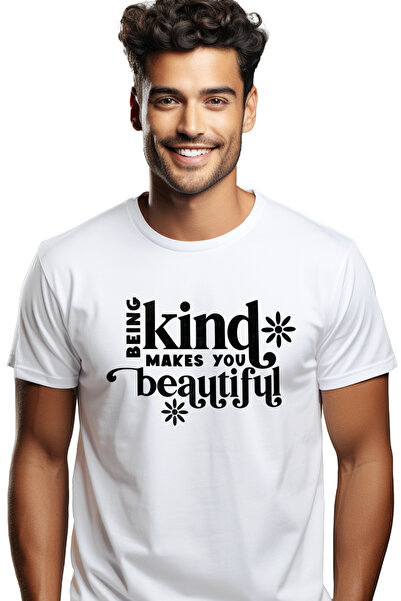 StoryGift Romania Tricou Barbati Cu Floricele Si Mesajul "being Kind Makes Yo...