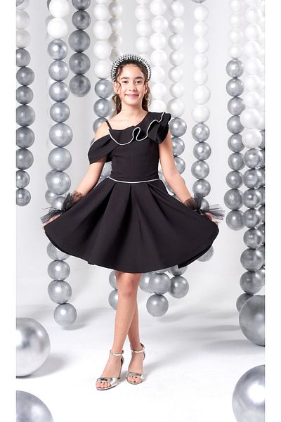 SIRRI Girl's Graduation and Special Occasion Dress Black - White Color Options (10-15 Years)
