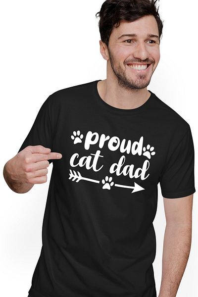 StoryGift Romania Men's T-shirt For Cat Lovers With The Text In English "proud Cat Dad" - Dad I Love You Stg