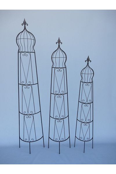 Zenlife Set 3 Spalieri din Metal pentru Plante Cățărătoare, Stil Rustic, Maro Antichizat, H 190/168/145 cm