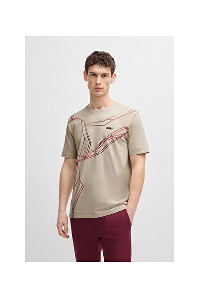 BOSS Degradé baskılı streç pamuk tişört