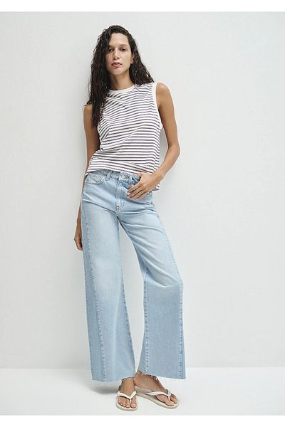 Mavi Malibu Blocking Denim Jean Pants Wide Leg High Waist Wide Leg 1010152-88986