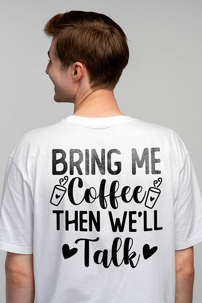 StoryGift Romania Men's T-shirt for those who only have a conversation after drinking coffee with print on the left