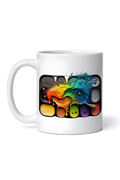 OEM Εξατομικευμένη λευκή κούπα, Παλέτα Ανάμειξης Χρωμάτων, INOVATIX®. 330ml