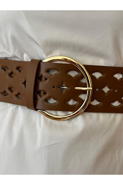 GREEY gold tokali lazer delikli kemeri