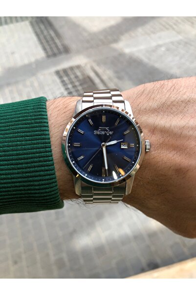 Slazenger ساعة يد رجالية مقاومة للماء بتقويم فولاذي