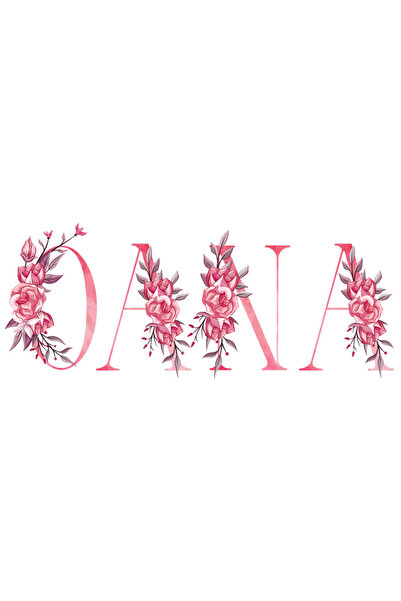 StoryGift Romania Sticker Eticheta 40CM Cu Numele Oana, Floral, Colorat, Crea...