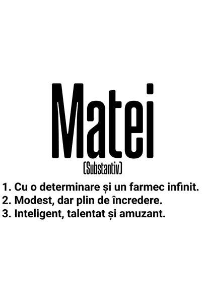 StoryGift Romania Sticker Adeziv 90CM Cu Numele Matei, Determinare, Modest, I...
