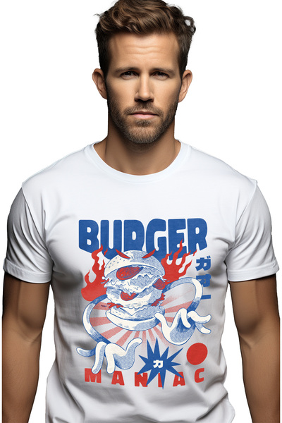 StoryGift Romania Tricou bărbătesc cu mesaj în engleză Burger Maniac, Fast Fo...