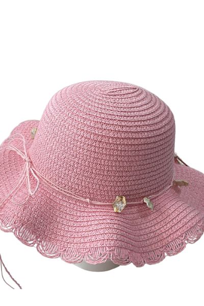 Kitti Girl's Seashell Detailed Straw Hat (6-12 Years)