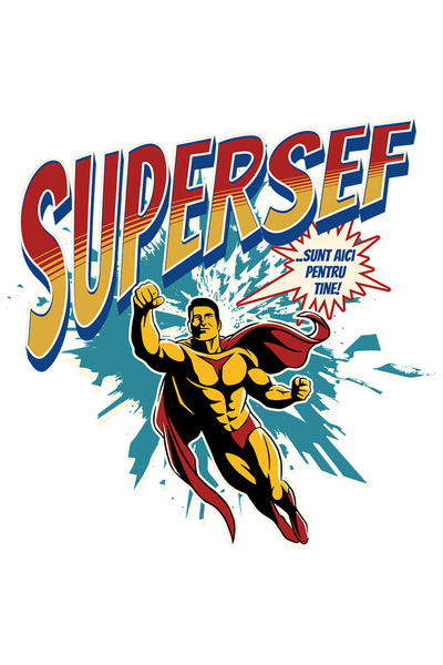 StoryGift Romania Sticker Eticheta 40CM Super Sef Boss Super Erou, Sunt Aici ...