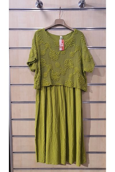 Park Moda Rochie italiană Rochie din bumbac cu detaliu din plasă cu flori