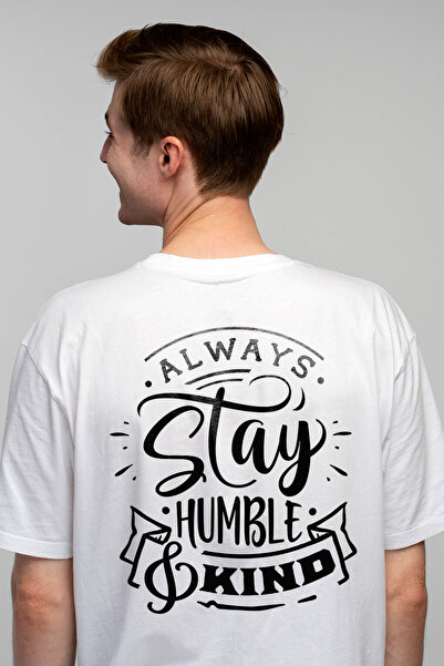 StoryGift Romania Tricou bărbătesc cu textul „always Stay Humble & Kind” - Al...