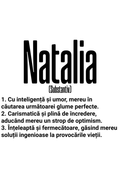 StoryGift Romania Sticker Adeziv 90CM Cu Numele Natalia, si Mesaj Motivationa...