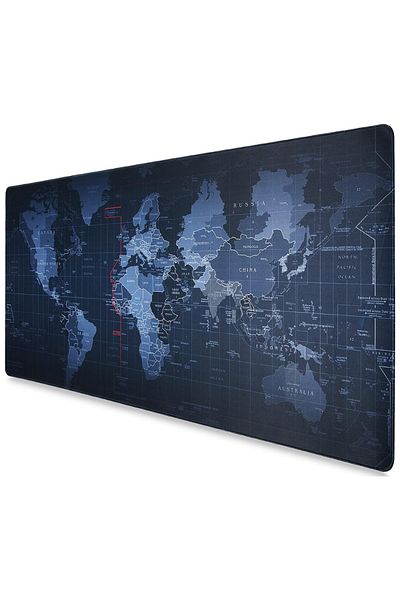 Velixo Mousepad mare din cauciuc, 90x40cm, hartă a lumii, impermeabil, anti-rupere, antiderapant, pentru jocuri și birou