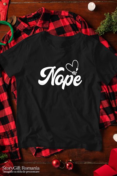 StoryGift Romania Men's T-shirt for those who say "No" to love with print on the front, 100% Cotton, Neg STG
