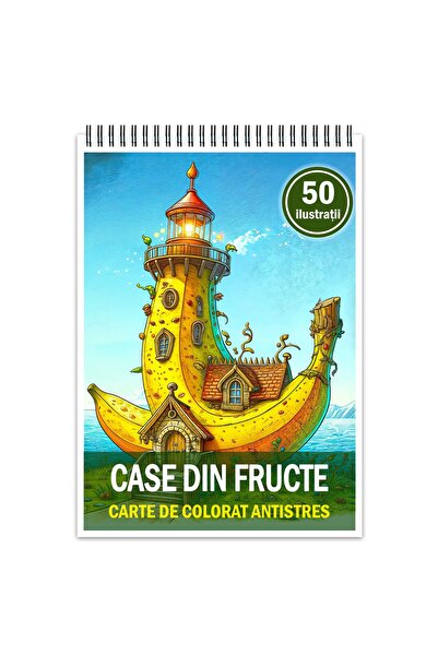 Legendary Gifts Carte de colorat antistres, 50 de ilustrații cu căsuțe cu fructe, Format: A4