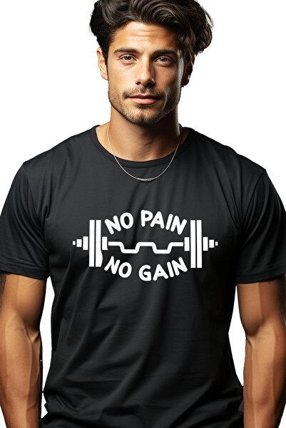 StoryGift Romania Tricou bărbătesc cu citat motivațional în engleză „no Pain,...