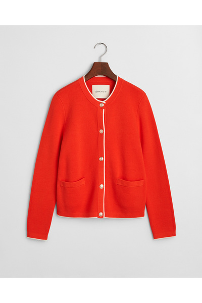 Gant Kadın Turuncu Regular Fit Bisiklet Yaka Hırka
