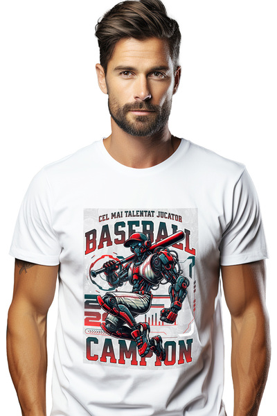 StoryGift Romania Tricou bărbătesc Jucător de baseball robot - Campion, talen...