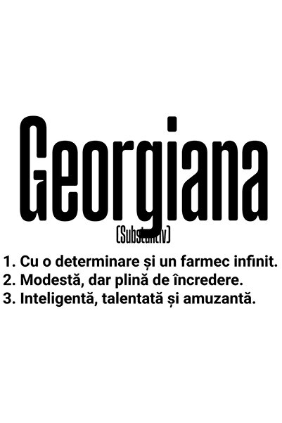 StoryGift Romania Sticker Autocolant 70CM Cu Numele Georgiana, si Mesaj Motiv...