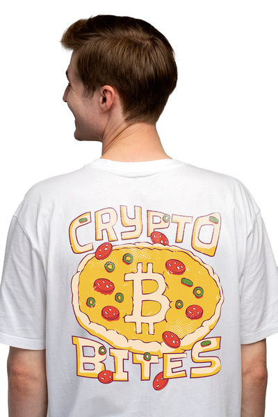 StoryGift Romania Tricou bărbătesc cu pizza Bitcoin, mușcături de criptomoned...
