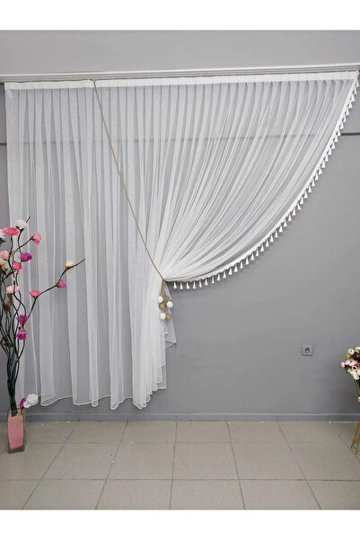 Np Narin homee TYC PÜSKÜLÜ P KANAT Tül (1/3) Sık Pile Her Odaya Uygun Etek Ku...