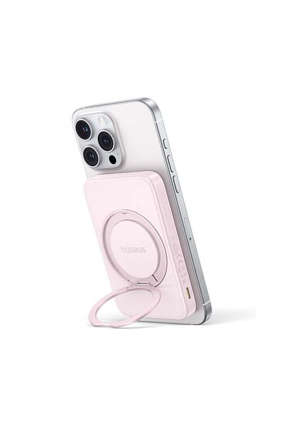 Baseus External Battery, Fast Charging, Magnetic, Type-C, Qi2, 20W, 5000mAh, Type-C Cable, PicoGo, Pink