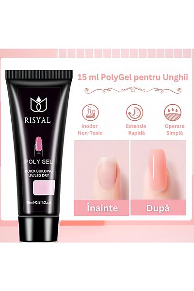 Velixo Kit unghii Polygel, 6 geluri, mini lampă UV, soluție de alunecare, instrumente, 100 vârfuri, clemă, geantă inclusă