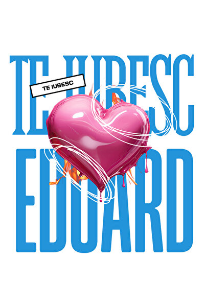 StoryGift Romania Sticker Autocolant 70CM Te Iubesc Eduard, Dragoste, Inima, ...