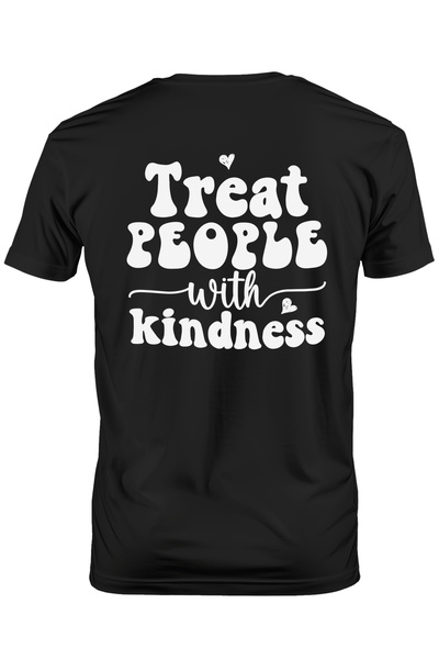 StoryGift Romania Tricou bărbătesc cu inimioare și textul „tratează oamenii c...