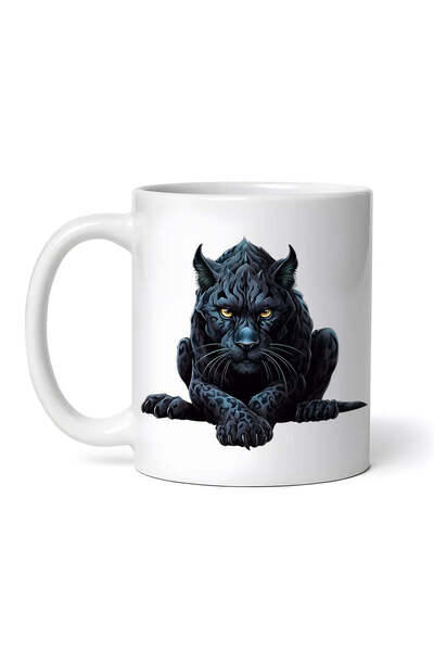 OEM Cană albă personalizată, Pantera Neagră stând pe un panda, INOVATIX®. 330ml