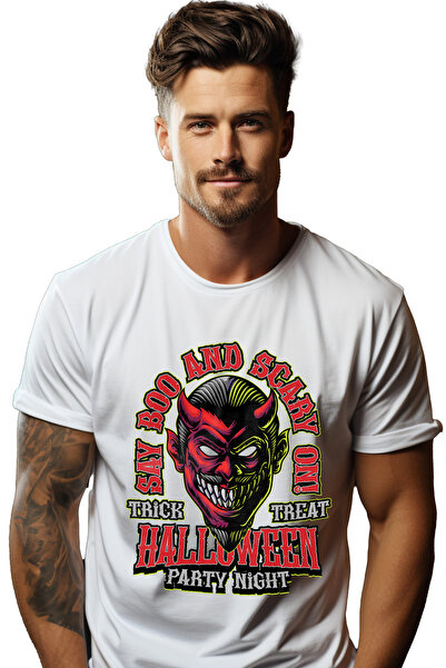 StoryGift Romania Tricou bărbătesc cu mesaj în engleză Say Boo and Scary On, ...