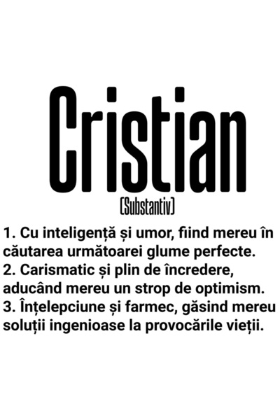 StoryGift Romania Sticker Autocolant 70CM Cu Numele Cristian, Inteligenta, Um...