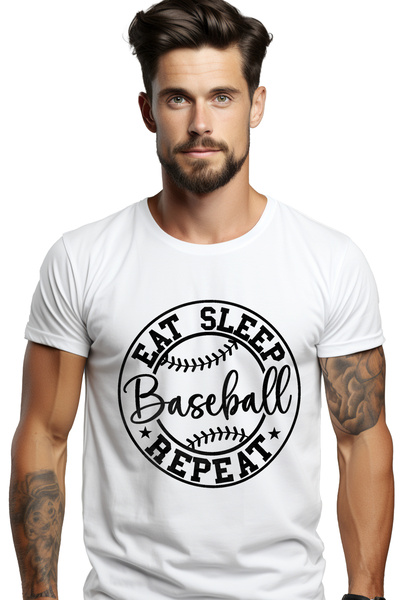 StoryGift Romania Tricou bărbătesc cu textul în engleză „eat Sleep, Baseball,...