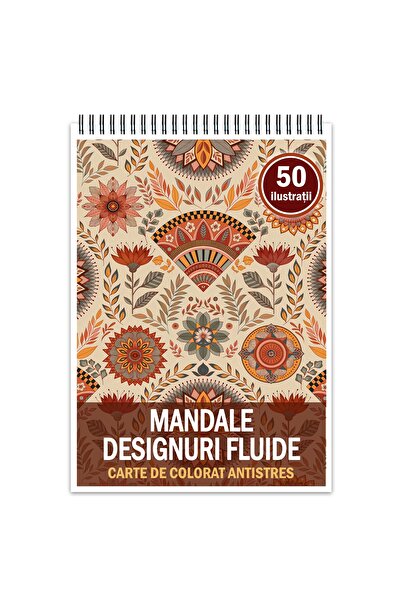 Legendary Gifts Carte de colorat antistres, 50 de ilustrații, mandale, modele fluide, format: A4,